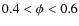 $0.4< \phi <0.6$