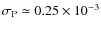 $\sigma_{\rm P}\simeq 0.25 \times 10^{-3}$
