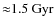 ${\approx}1.5~{\rm Gyr}$