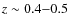 $z\sim 0.4{-}0.5$