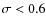 $\sigma < 0.6$