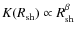 $K(R_{\rm sh})\propto R_{\rm sh}^\beta$