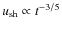 $u_{\rm sh} \propto t^{-3/5}$