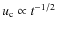 $u_{\rm c} \propto t^{-1/2}$