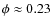 $\phi \approx 0.23$