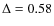 $\Delta=0.58$