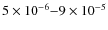 $5\times10^{-6}{-}9\times10^{-5}$