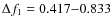 $\Delta f_1 = 0.417{-}0.833$