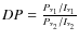 $DP=\frac{P_{\nu_1}/I_{\nu_1}}{P_{\nu_2}/I_{\nu_2}}$