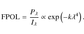 \begin{displaymath}
{\rm FPOL}=\frac{P_{\lambda}}{I_{\lambda}}\propto \exp\left(-k \lambda^4\right).
\end{displaymath}