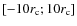 $[-10 r_{\rm c}; 10
r_{\rm c}]$