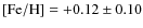 ${\rm [Fe/H]} = +0.12 \pm 0.10$