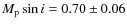 $M_{\rm p} \sin i = 0.70 \pm 0.06$