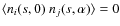 $\langle n_i(s,0) ~ n_j(s,\alpha) \rangle = 0$