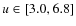 $u\in[3.0,6.8]$
