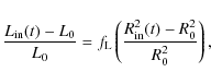 \begin{displaymath}%
\frac{L_{\rm in}(t)-L_{\rm0}}{L_{\rm0}} = f_{\rm L}\left(\frac{R_{\rm in}^2(t)-R_{\rm0}^2}{R_{\rm0}^2}\right),
\end{displaymath}
