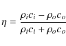 \begin{displaymath}\eta=\frac{\rho_i c_i - \rho_o c_o}{\rho_i c_i + \rho_o c_o}
\end{displaymath}