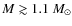 $M\gtrsim1.1~M_{\odot}$