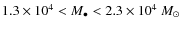 $1.3\times 10^4 < M_\bullet< 2.3 \times 10^4 ~{M}_\odot$