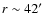 $r\sim 42\hbox{$^\prime$ }$