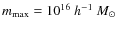 $m_{\rm max}=10^{16}~h^{-1}~M_\odot$