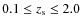 $0.1 \le z_{\rm s} \le 2.0$