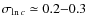 $\sigma_{\ln c} \simeq 0.2{-}0.3$
