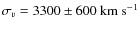 $\sigma_{v}=3300 \pm 600~\ensuremath{{\rm km~s^{-1}}} $