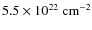 $5.5 \times 10^{22}~{\rm cm}^{-2}$