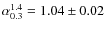 $\alpha_{0.3}^{1.4}=1.04\pm 0.02$