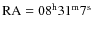 ${\rm RA} = 08^{\rm h}31^{\rm m}7^{\rm s}$
