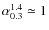 $\alpha_{0.3}^{1.4}\simeq 1$