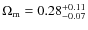 $\Omega_{\rm m}=0.28^{+0.11}_{-0.07}$