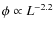 $\phi \propto L^{-2.2}$