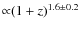 ${\propto}(1+z)^{1.6\pm0.2}$