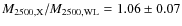 $M_{2500,{\rm X}}/M_{\rm 2500,WL}=1.06\pm0.07$
