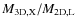 $M_{\rm 3D,X}/M_{\rm 2D,L}$