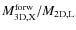 $M_{\rm 3D,X}^{\rm forw}/M_{\rm 2D,L}$