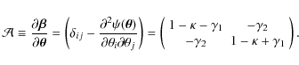 \begin{displaymath}\mathcal{A}\equiv
\frac{\partial\vec\beta}{\partial\vec\thet...
... \\
-\gamma_2 & 1-\kappa+\gamma_1 \\
\end{array} \right) .
\end{displaymath}
