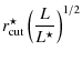 $\displaystyle r_{\rm cut}^\star\left(\frac{L}{L^\star}\right)^{1/2}$