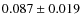 $ 0.087\pm0.019$
