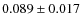 $ 0.089\pm0.017$