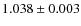$ 1.038\pm0.003$