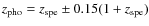 ${z_{\rm pho}}= {z_{\rm spe}}\pm 0.15(1+{z_{\rm spe}})$