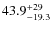 $\rm 43.9^{+29}_{-19.3}$