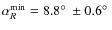 $\alpha_R^{\rm min}=8.8\hbox{$^\circ$ }\pm 0.6\hbox{$^\circ$ }$