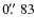 $0\hbox{$.\!\!^{\prime\prime}$ }83$