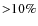 ${>}10\%$