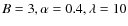 $B=3,\alpha=0.4,\lambda=10$