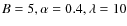 $B=5,\alpha=0.4,\lambda=10$